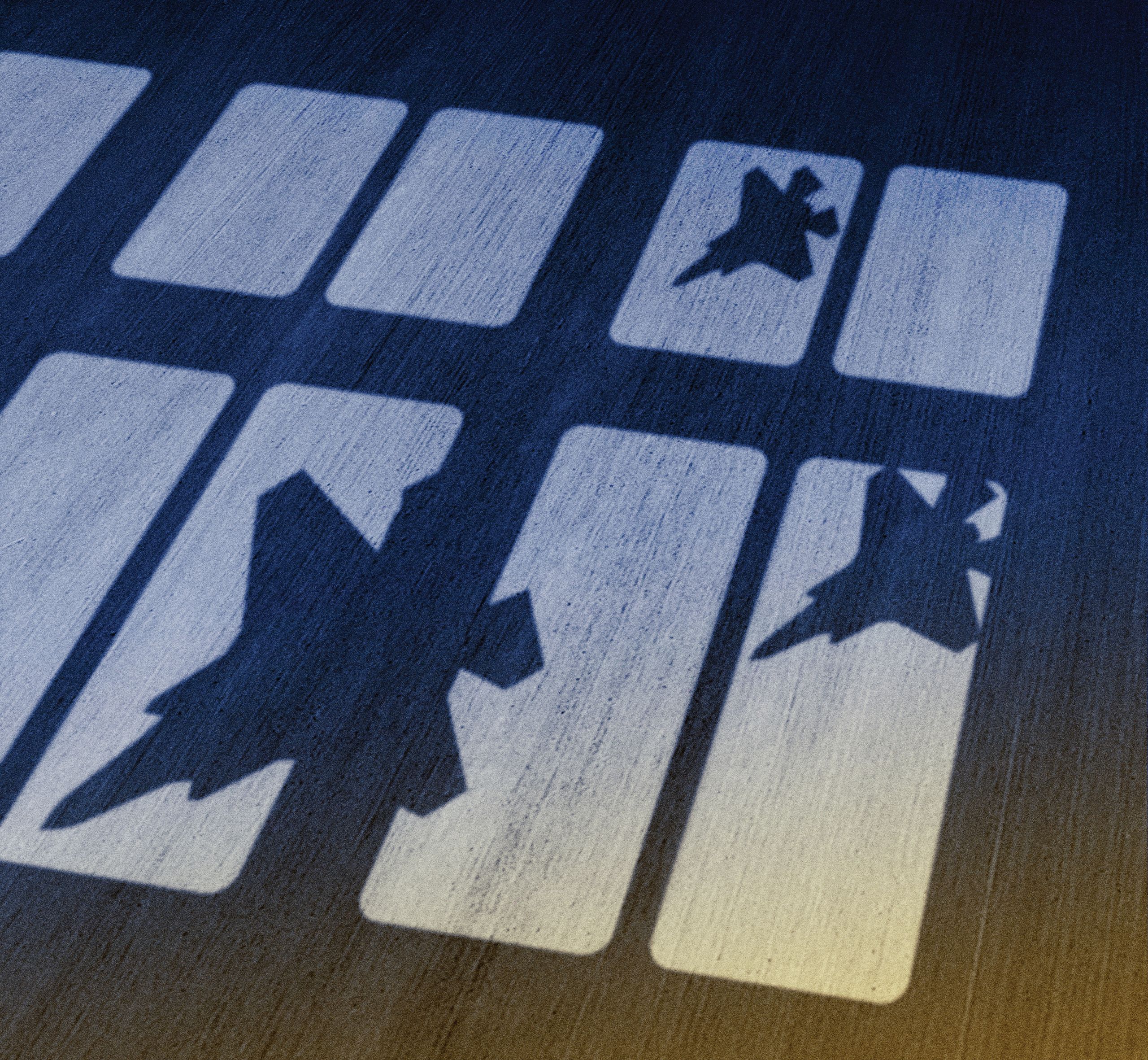 A shadow of windows and fighter jets