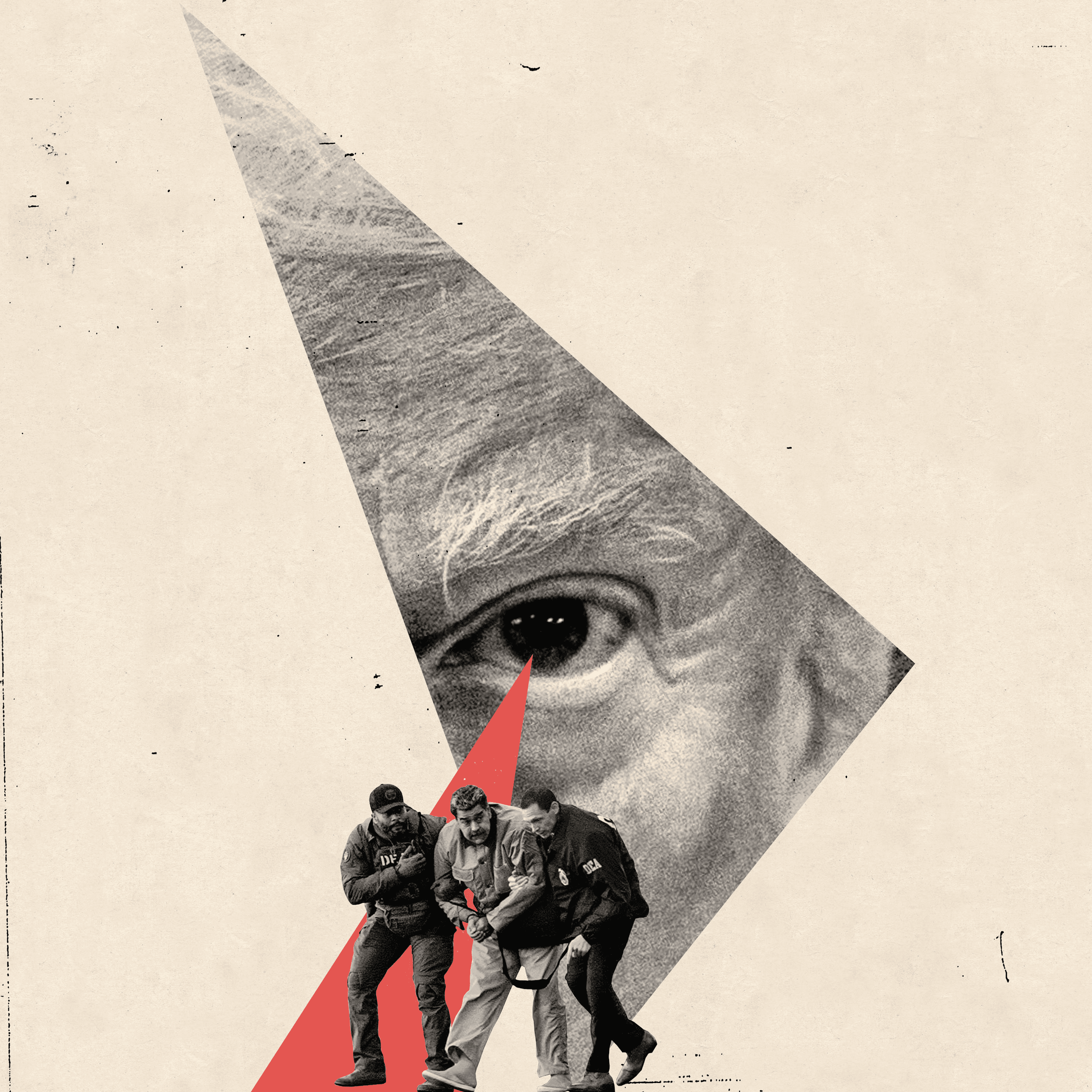 Trump's eye looking down on Maduro.